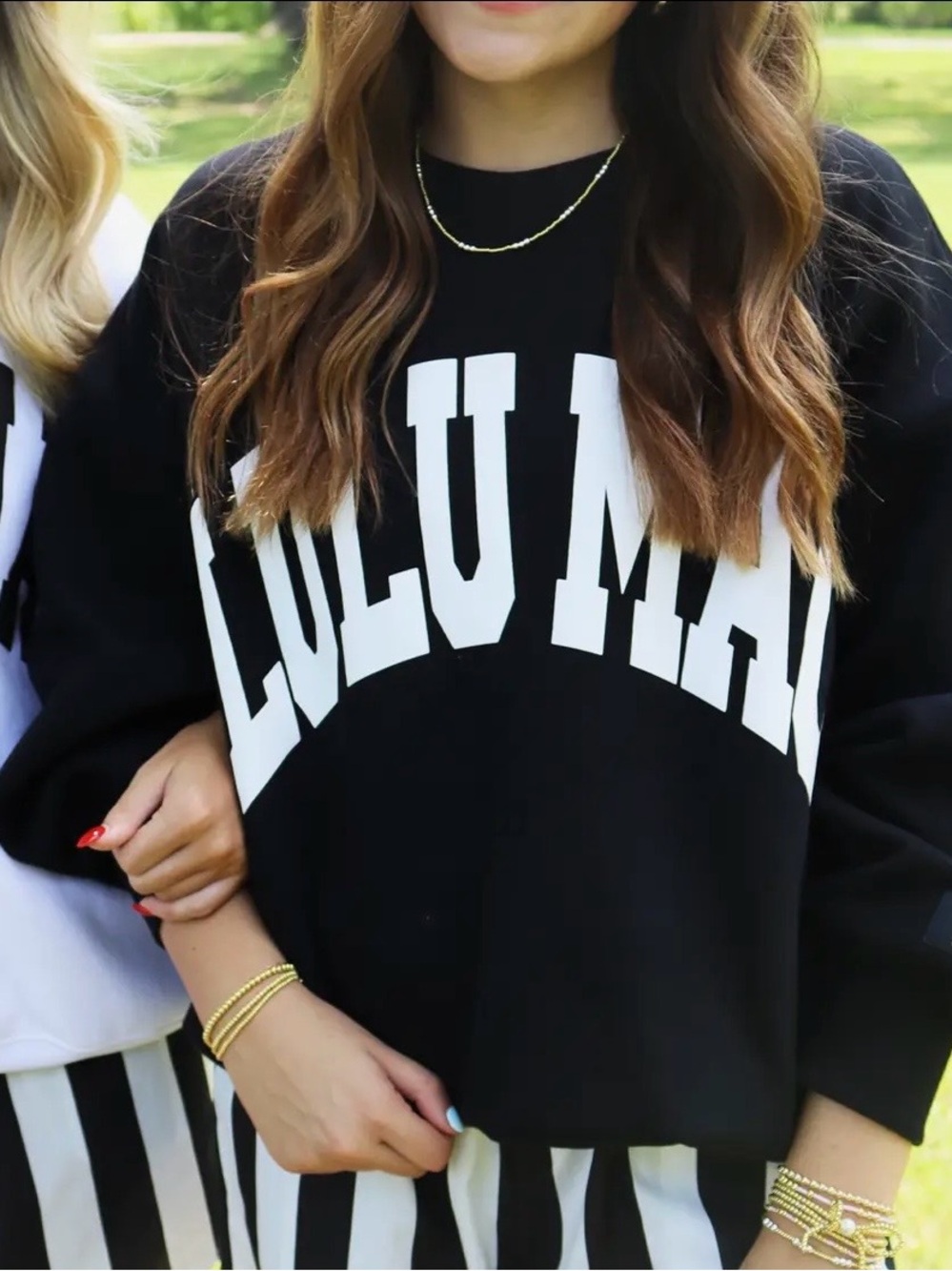 Lulumari Black Crewneck Sweatshirt with White Arch Logo